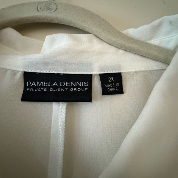 Pamela Dennis White Ruffled Button-Up Blouse Size 20w BNWT - Picture 4 of 6